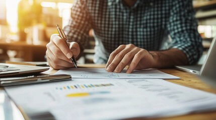 Poster - Project Management Concept Analysis by Business Analyst at Desk