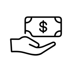 Poster - Hand holding cash with money symbol on a minimalist background for financial concepts
