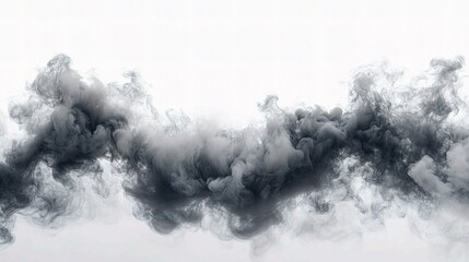 Poster - Swirling Grey Smoke on White Background for Artistic Effects