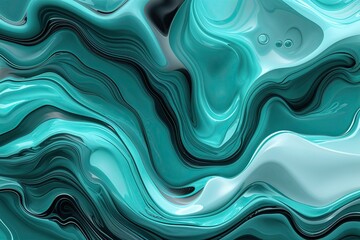 Poster - Dynamic Turquoise Fluid Abstract Background with Unique Design Elements