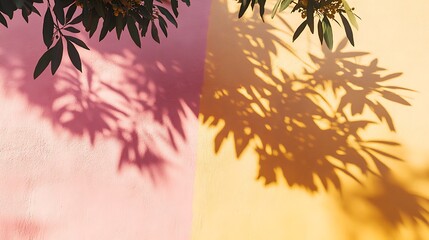 Poster - Vibrant Pastel Painted Wall in Soft Pink and Yellow Tones
