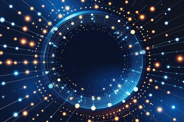 Poster - Navy Conical Space Background with Enveloping Dots and Lines for Technology and Molecular Data Communication