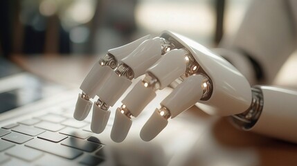 Poster - Futuristic Robot Hand Interacting with Computer Technology