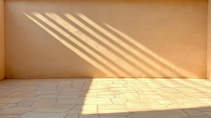 Aufkleber - Soft Morning Light Casting Shadows on Simple Stone Floor in Minimalist Indoor Space