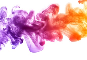 Poster - Colorful Smoke Swirls in the Air on a White Background