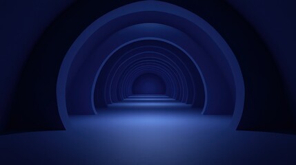 Poster - Abstract Blue Archway Tunnel: A Journey into Depth and Perspective
