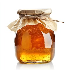 Poster - Organic honey in a rustic glass jar adorned with natural paper cover reflecting pure sweetness and quality : Generative AI