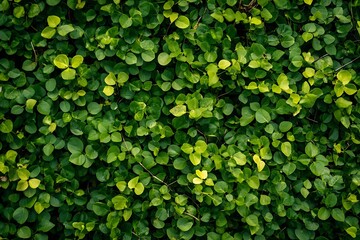 Poster - Vibrant Green Leafy Ground Cover Filling the Frame with Different Shades of Green and Yellow : Generative AI