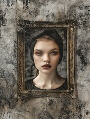 Aufkleber - Sophisticated gallery wall featuring an artistic portrait framed against a textured backdrop for professional photographers