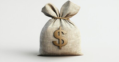Poster - Elegant burlap sack with dollar sign representing financial potential and opportunities : Generative AI