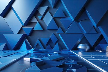 Poster - Vibrant Blue Geometric Background Featuring Modern Technology Design Elements