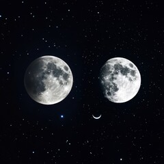 Wall Mural - 08030846 06 stunning hyper-realistic celestial night, ultra-detailed full moon and crescent moon, lu