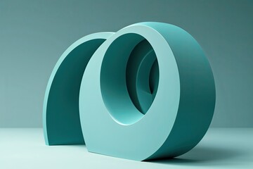 Poster - Teal Three-Dimensional Abstract Silhouette Featuring Smooth Curves and Geometric Design
