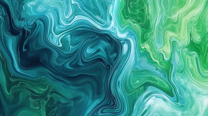 Poster - Abstract Digital Pattern of Blue and Green Swirls and Lines