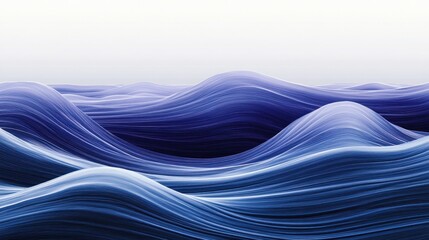 Poster - Abstract Blue Waves: A Serene Digital Seascape