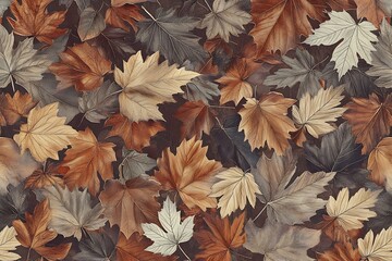 Aufkleber - Mixed Autumn Leaves in Bold Colors Spread on Ground Creating a Vibrant and Rich Textured Natural Canvas : Generative AI