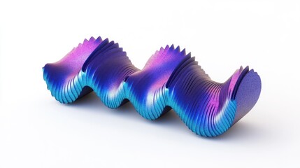Poster - Abstract 3D Render: Iridescent Wave Sculpture