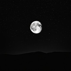 minimalist cosmic beauty, crisp black and white full and crescent moon, subtle glowing constellation