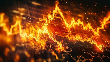 Aufkleber - Engaging Chart Design Featuring Bright Flames Representing Market Dynamics and Trading Trends : Generative AI