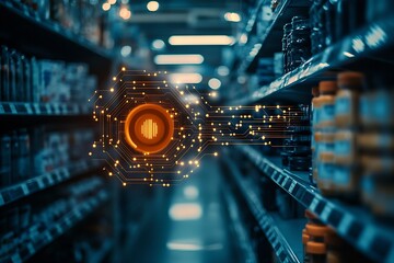 Poster - Innovative retail shelving with digital elements creating a seamless shopping experience for consumers : Generative AI