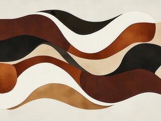 Poster - Abstract Wave Pattern with Earthy Tones and Smooth Curves