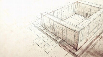 Poster - Detailed Architectural Drawing of Modern Building Construction Plans
