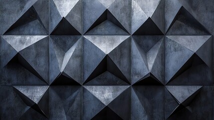 Poster - Rhombus Pattern on Dark Grey Metallic Surface with Three-Dimensional Lines