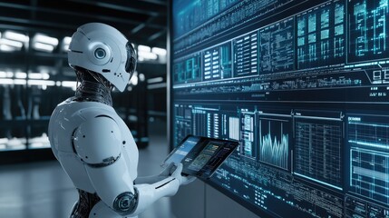 Poster - Advanced AI decision-making hub controlling industrial automation.