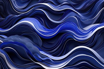Poster - Bold Deep Indigo Wave Flow Abstract Background Design