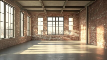 Poster - Spacious Modern Loft Interior with Industrial Style Windows
