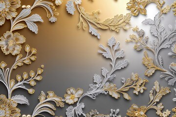 Poster - Elegant Lace Outlines in a Luxurious Gold and Silver Gradient for Classy Vector Design