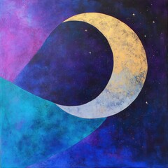 Wall Mural - 08030846 36 celestial abstract art, vibrant hues blending in a surreal night sky, glowing full and c