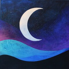 Wall Mural - 08030846 36 celestial abstract art, vibrant hues blending in a surreal night sky, glowing full and c