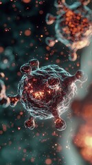 Poster - Detailed Visualization of 3D Virus Structure with Glowing Particles