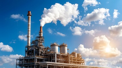 Poster - automated chemical recycling plant with vast storage tanks and interconnected pipelines showcasing t