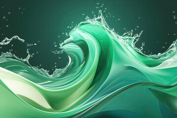 Poster - Mint Green Gradient Fluid Background with Abstract Wave Design for Event Invitations