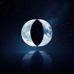 Wall Mural - 08030846 24 lunar magic, full and crescent moon appearing side by side in a vast, starry night, deep