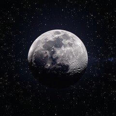 Wall Mural - 08030846 26 Surreal deep-space photography, highly detailed lunar surfaces, glowing full and crescent moon, intricate constellation patterns shining above.