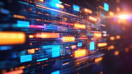 Poster - Futuristic firewall blocking the spread of online disinformation.