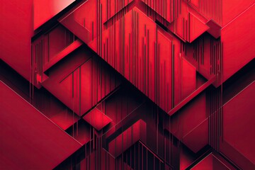 Poster - Abstract Red Gradient Technology Pattern with Lines and Geometric Design