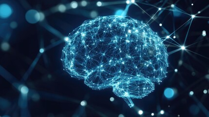 Poster - Neon-lit AI-generated algorithm with deep learning structures and data points.