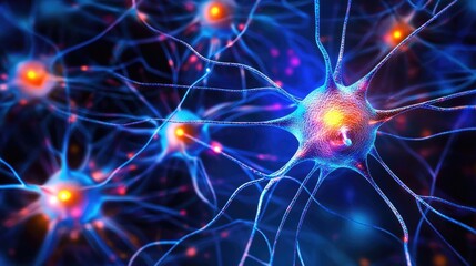 Poster - Neural network learning process displayed in D with interconnected nodes.