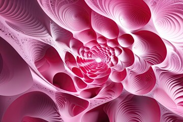 Poster - Intricate Pink Abstract Geometric Fractals with Wave Pattern Texture Background for Modern Digital Design