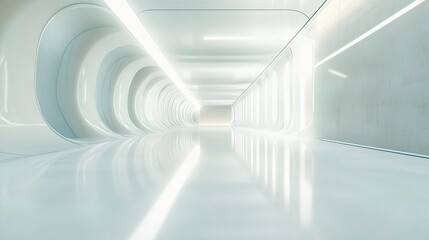 Poster - Futuristic Empty Space Inside a Modern Showroom with Bright Lights