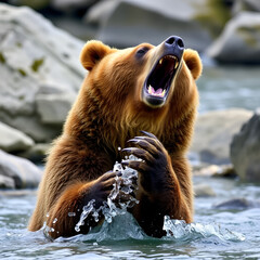 alaskan brown bear playing