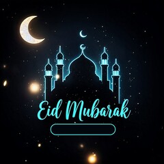 Leinwandbilder - beautiful glowing EID Mubarak greeting card with a blank box for name