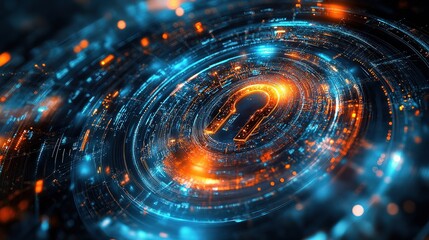 Poster - Digital Lock and Circuitry Theme for Cybersecurity and Protection