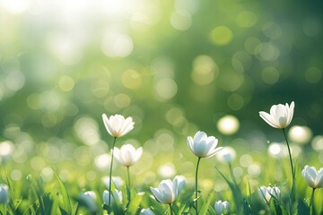 Poster - Spring Light Green Blurred Background for Summer Design Wallpaper