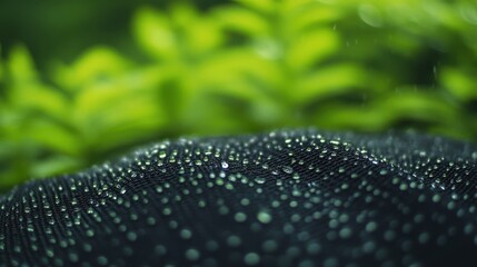 Aufkleber - Closeup of Water Droplets on a Dark Surface with Green Background