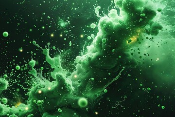 Wall Mural - toxic green background with chaotic particles and chemical effects